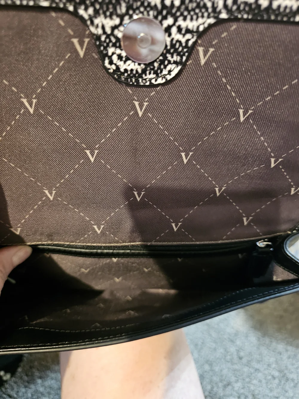 Vince Camuto Black and White Textured Flap Clutch